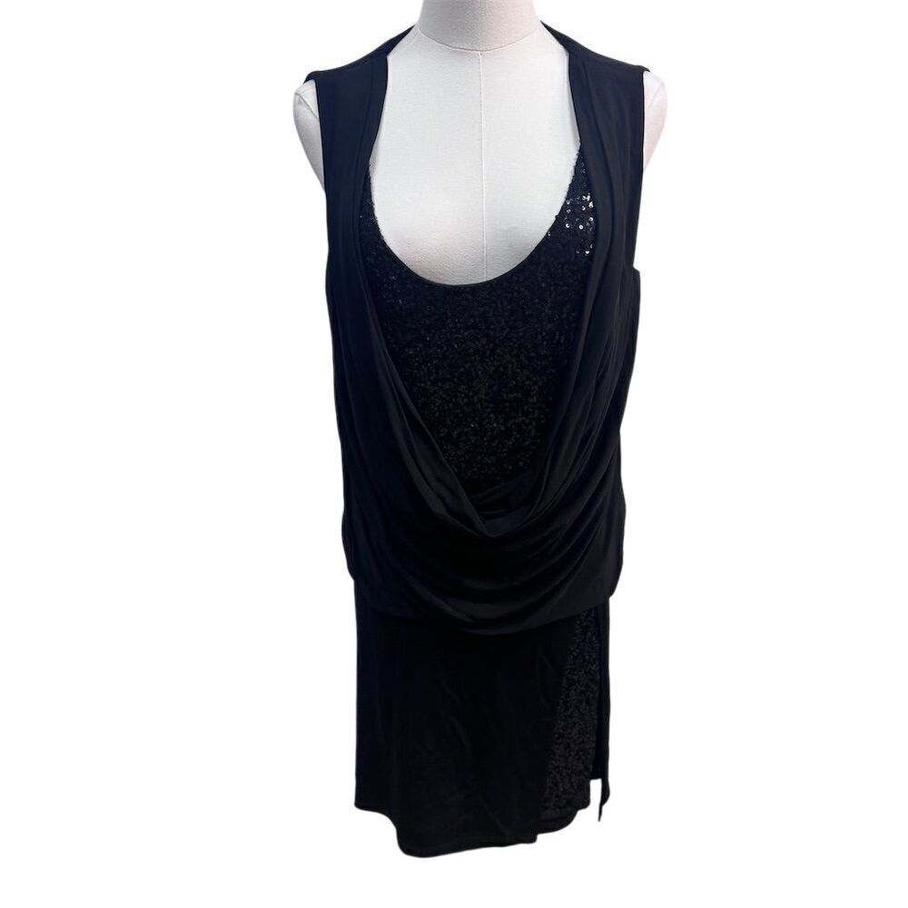 EUC Kurt Thomas Women's Size 12 Black Sequin Sleeveless Knee Length Dress